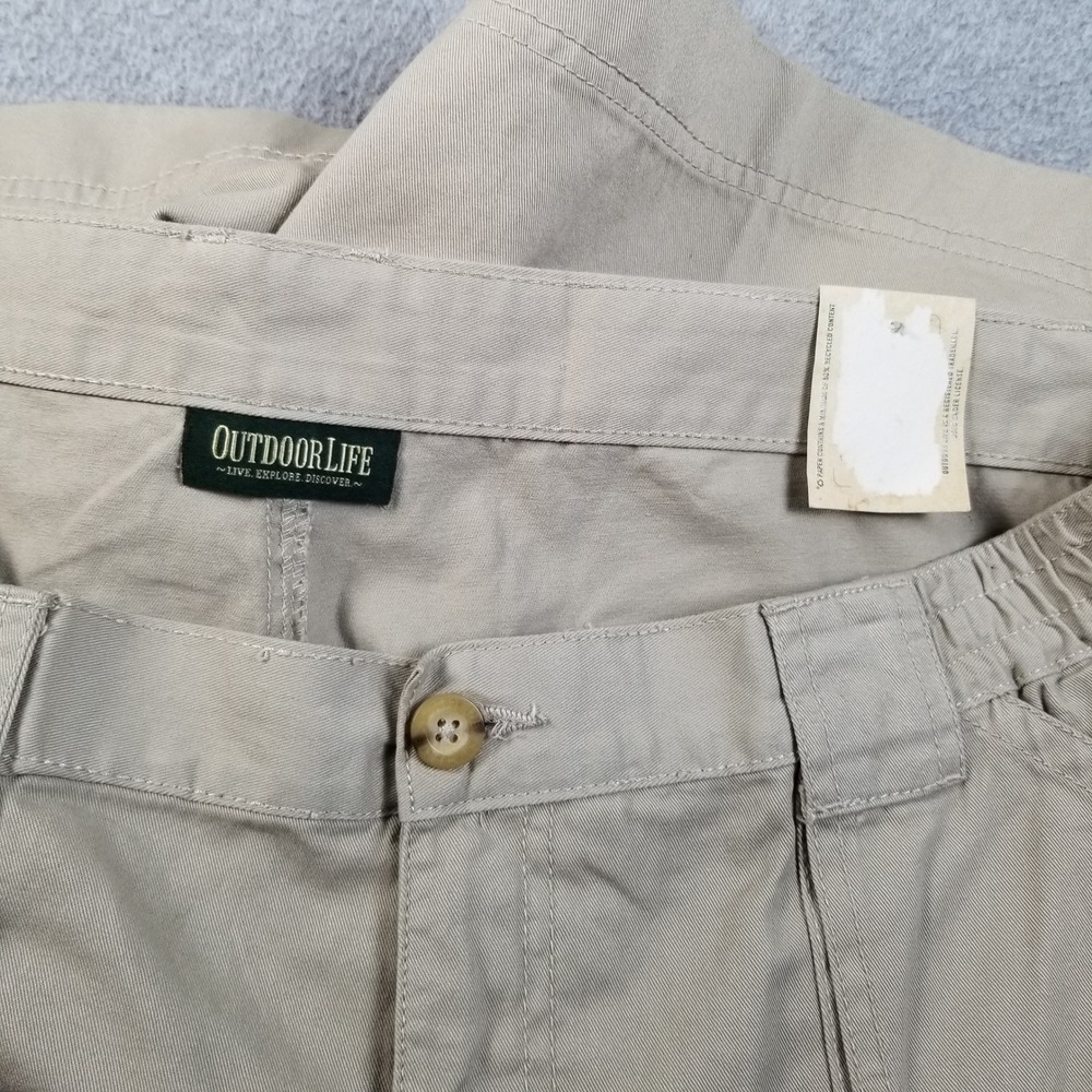 Outdoor Life Cargo Shorts Mens 40 Khaki Tan Cotton Elastic Waist Casual Utility - Picture 5 of 15